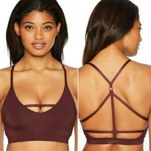 Nike Dri-Fit Maroon Brown Strappy Padded Sports Bra Small